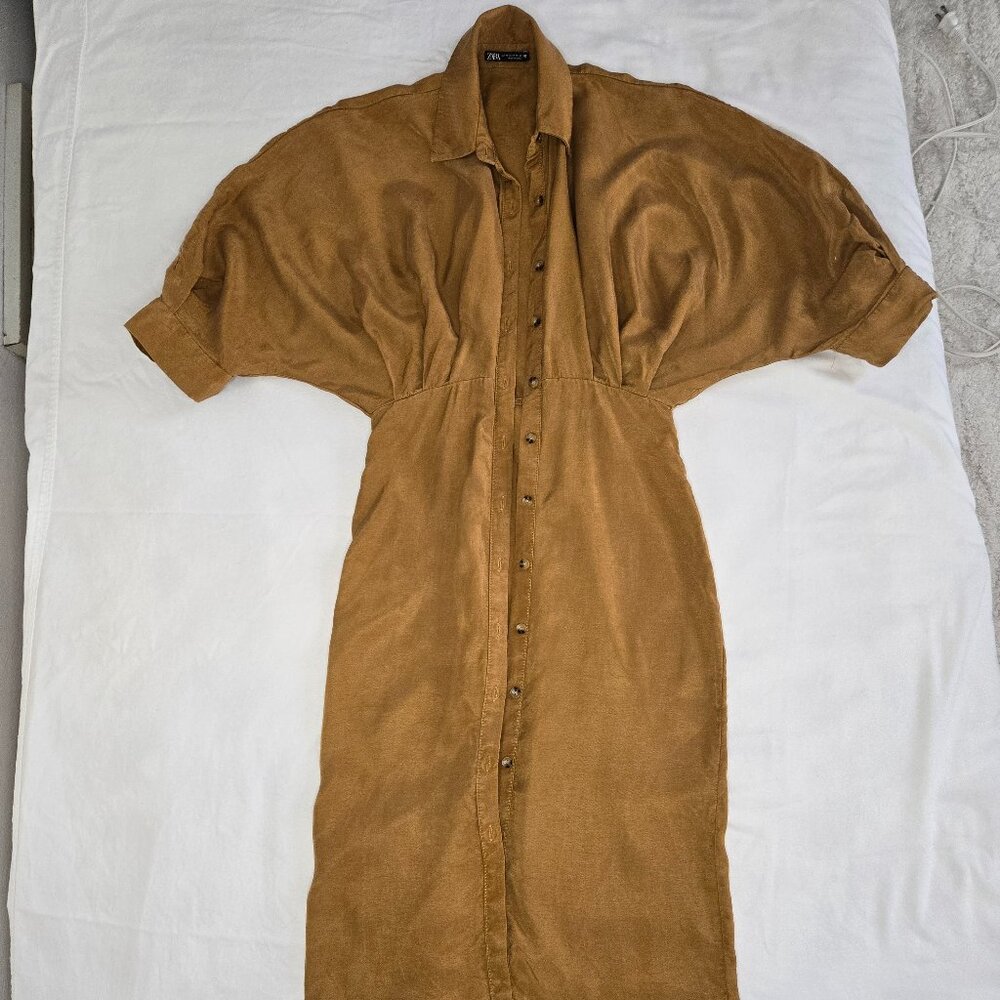 Zara Camel Button-Front Maxi Dress - Picture 5 of 12